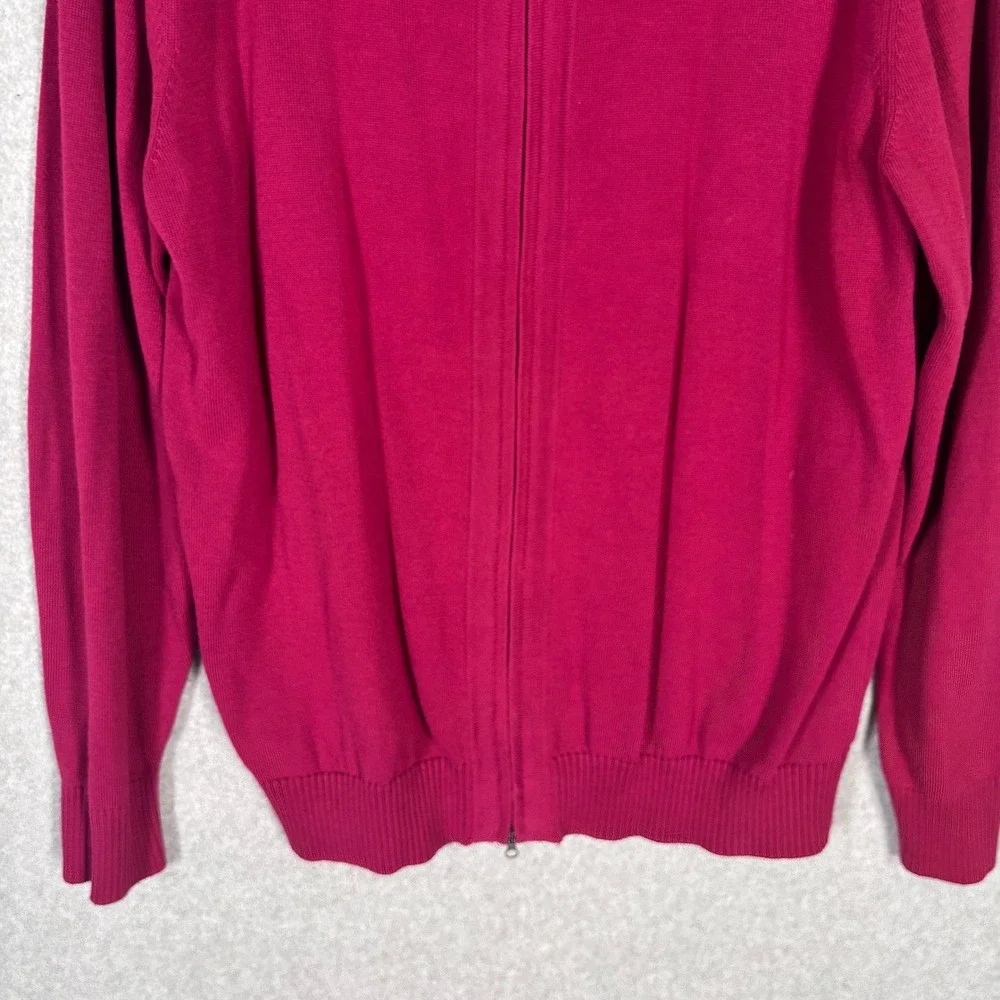 Callaway Pima Cotton Cardigan Sweater XL Magenta Burgundy Full Zip Golf‎ Tennis